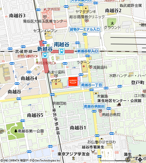 イオン南越谷店付近の地図